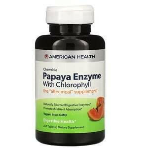 American Health, Papaya Enzyme with Chlorophyll, 250 Chewable Tablets - HealthCentralUSA