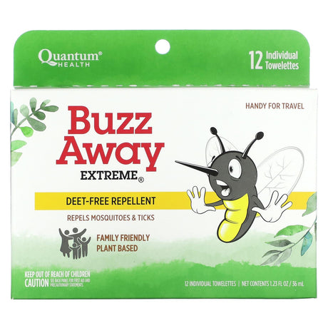 Quantum Health, Buzz Away Extreme, 12 Individual Towelettes - Supply Center USA