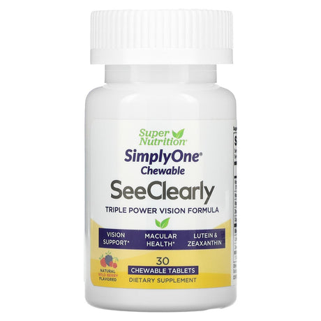 Super Nutrition, SimplyOne, See Clearly, Triple Power Vision Formula, Wild-Berry Flavor, 30 Chewable Tablets - Supply Center USA