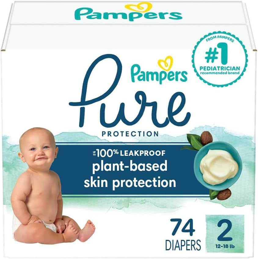 Pampers Pure Protection Diapers - Size 5, One Month Supply (132 Count), Hypoallergenic Premium Disposable Baby Diapers