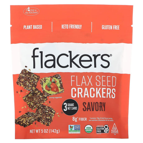 Flackers, Flax Seed Crackers, Savory, 5 oz (142 g) - Supply Center USA