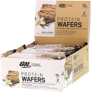 Optimum Nutrition, Protein Wafers, Vanilla Creme, 9 Packs, 1.42 oz (40 g) Each - Supply Center USA