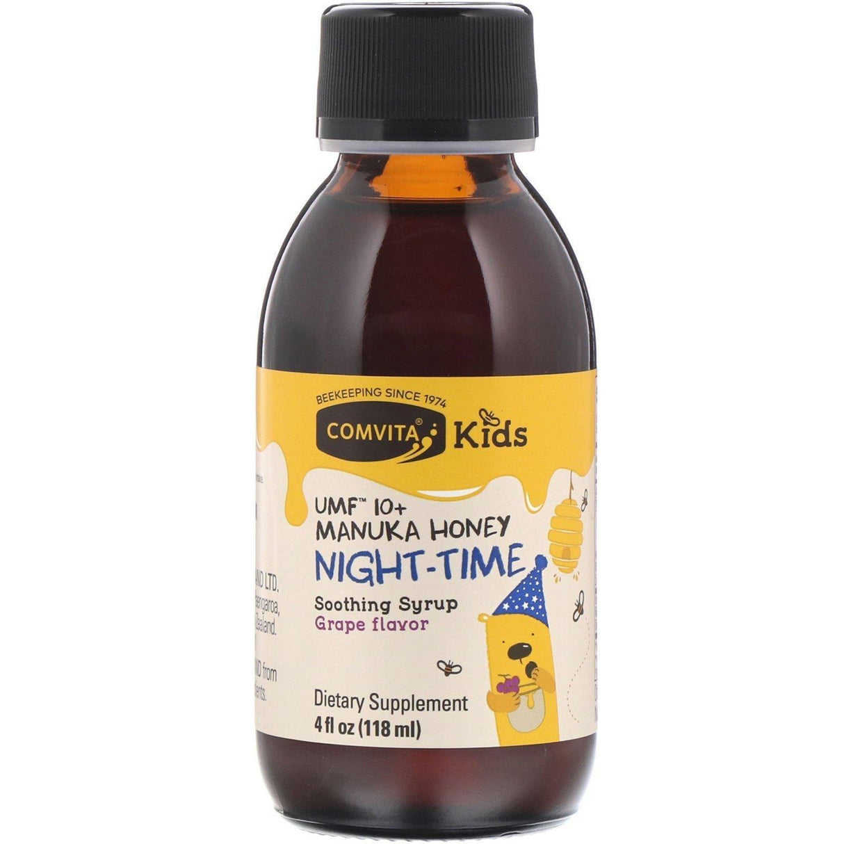 Comvita, Comvita Kids, Night-Time Soothing Syrup with Chamomile, UMF 10+ Manuka Honey, Grape Flavor, 4 fl oz (118 ml) - Supply Center USA