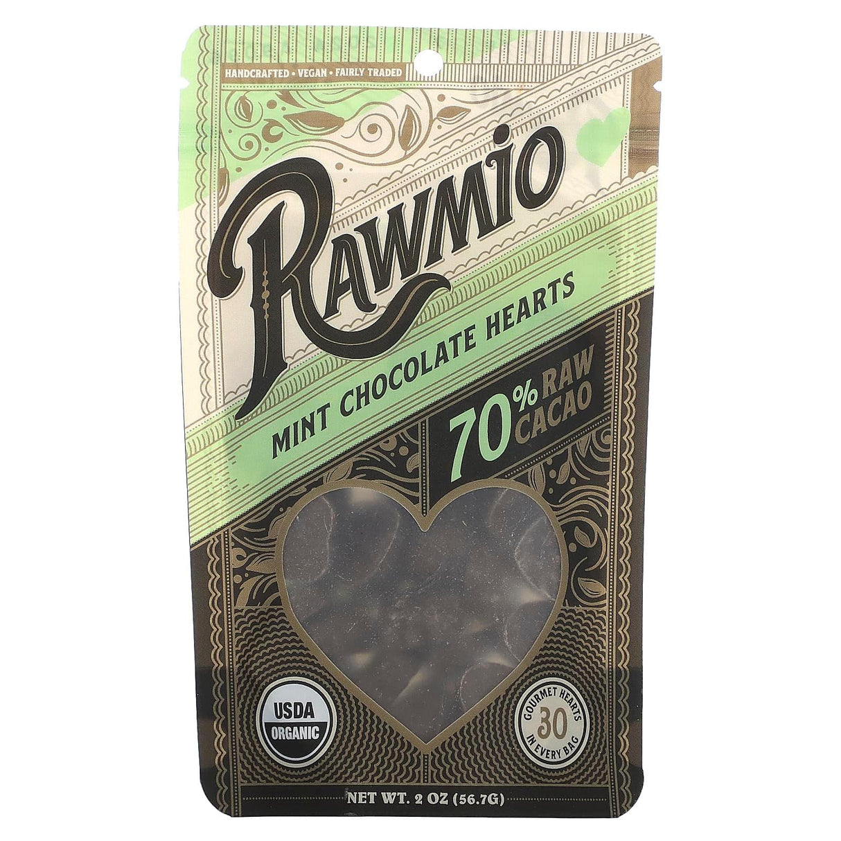 Rawmio, Dark Chocolate Hearts, 70% Raw Cacao, 2 oz (56.7 g) - Supply Center USA