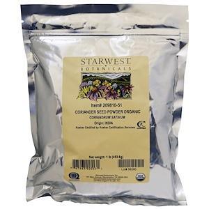 Starwest Botanicals, Organic Coriander Seed Powder, 1 lb (453.6 g) - HealthCentralUSA