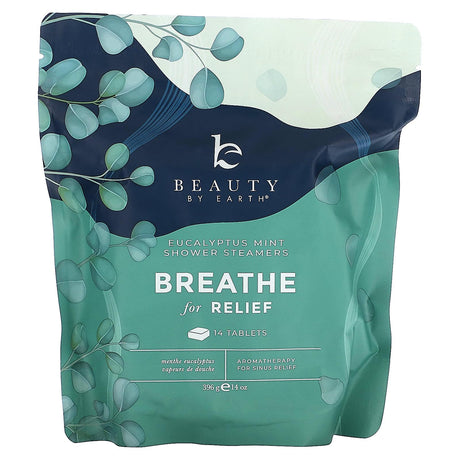 Beauty By Earth, Breathe for Relief Shower Steamers, Eucalyptus Mint, 14 Tablets - Supply Center USA