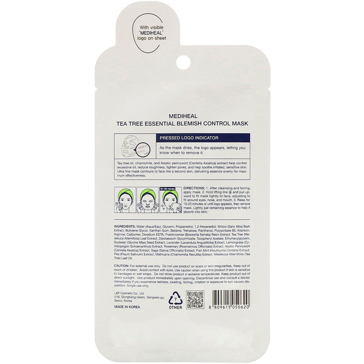 Mediheal, Tea Tree, Essential Blemish Control Beauty Mask, 1 Sheet, 0.81 fl oz (24 ml) - Supply Center USA