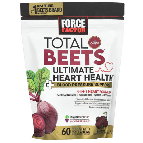 Force Factor, Total Beets® With CoQ10, Black Cherry, 60 Superfood Soft Chews - Supply Center USA