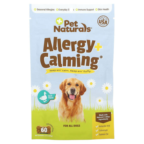 Pet Naturals, Allergy + Calming, For All Dogs, Duck, 60 Bite-Sized Chews, 3.17 oz (90 g) - Supply Center USA