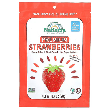 Natierra, Premium Freeze-Dried Strawberries, 0.7 oz (20 g) - Supply Center USA