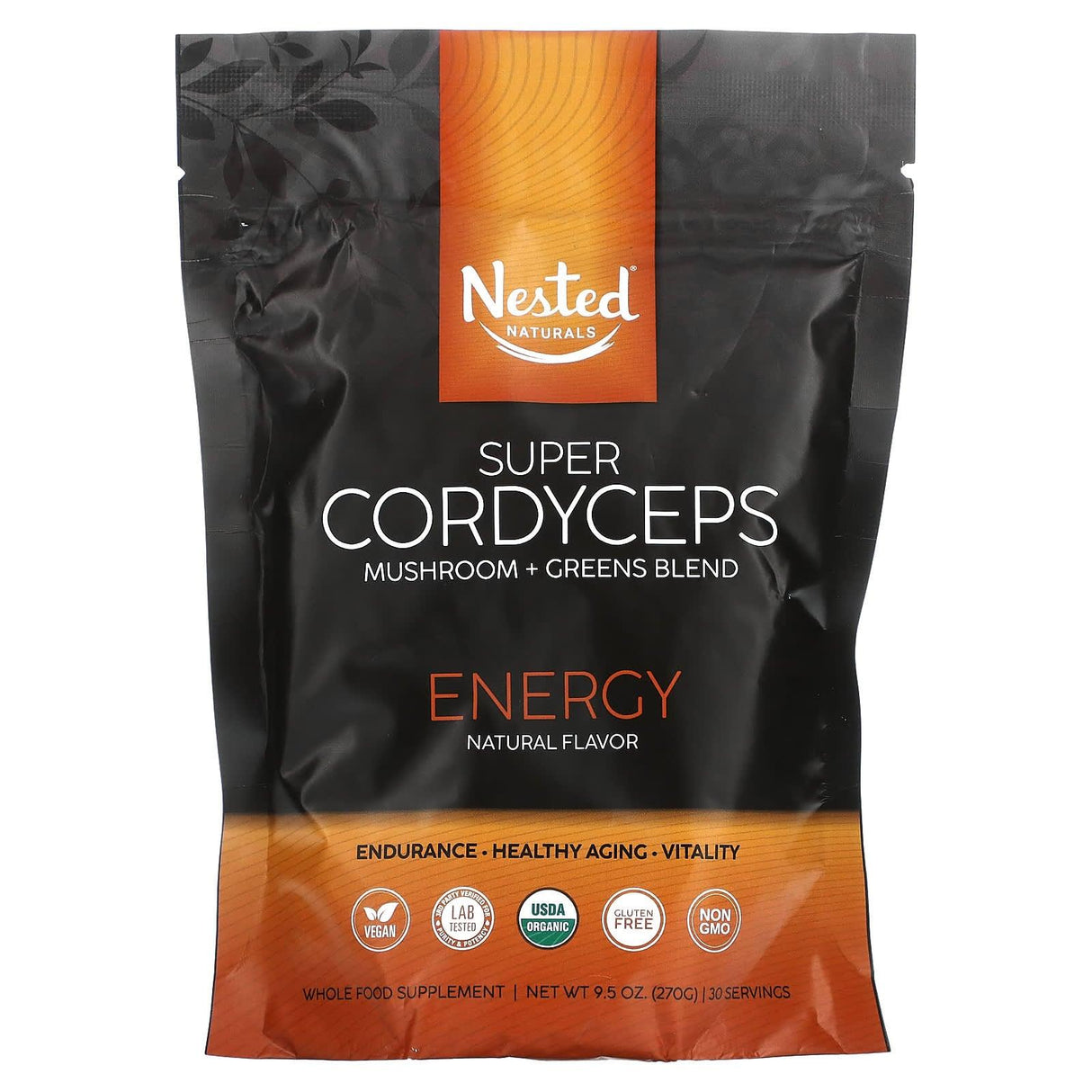 Nested Naturals, Super Cordyceps, Mushroom + Greens Blend, Energy, 9.5 oz (270 g) - Supply Center USA