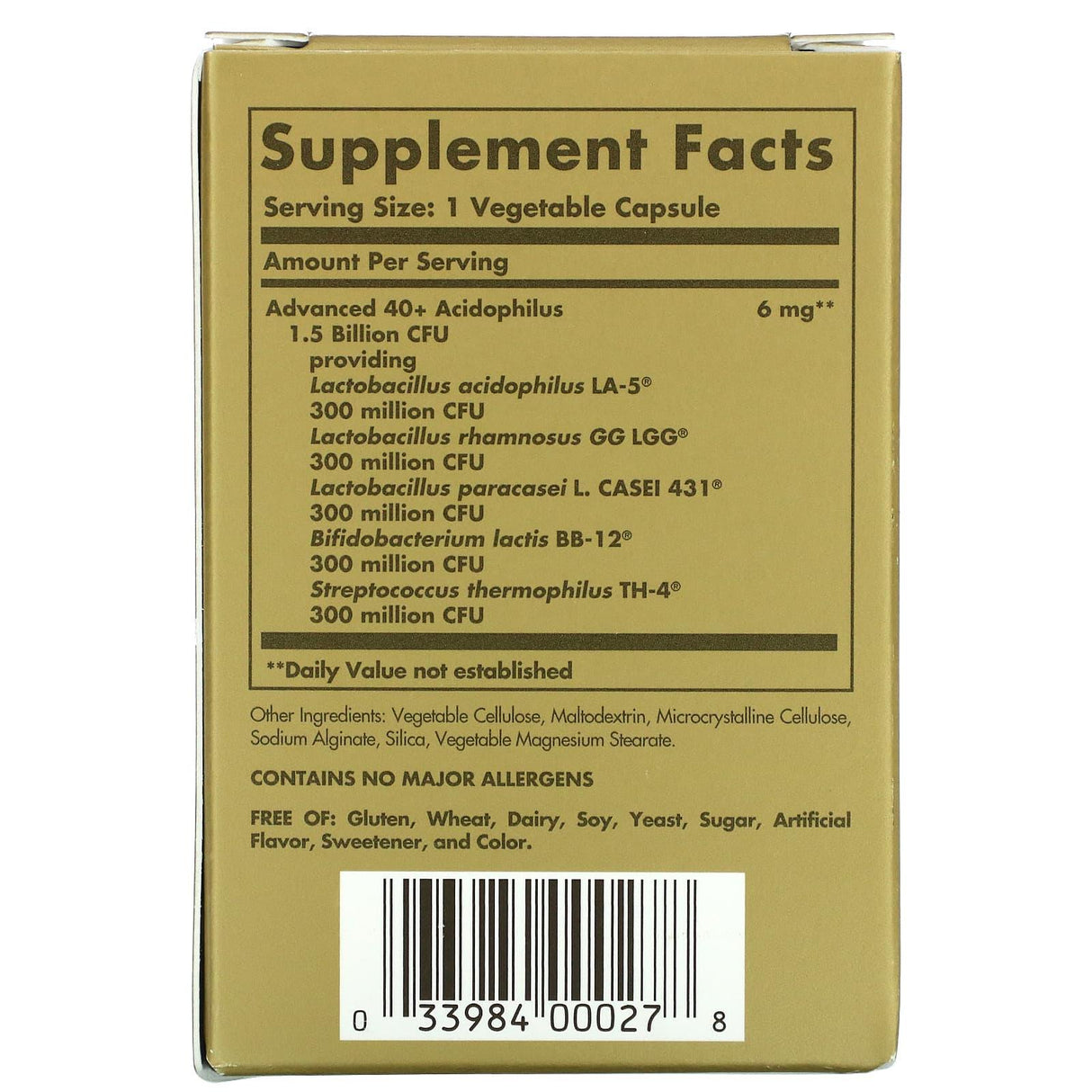 Solgar, Advanced 40+ Acidophilus, 60 Vegetable Capsules - Supply Center USA