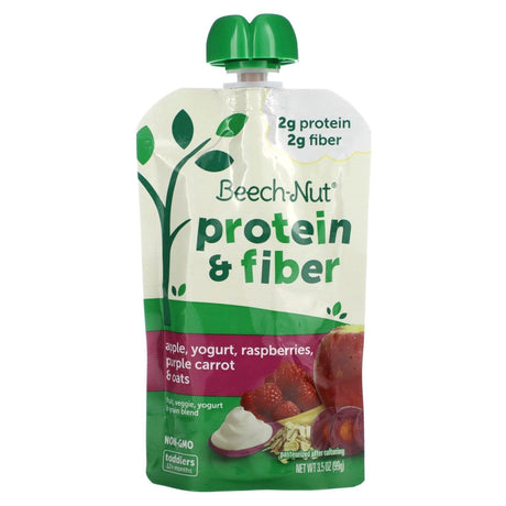 Beech-Nut, Fruit, Veggie, Yogurt & Grain Blend, Protein & Fiber, 12+ Months, Apple, Yogurt, Raspberries, Purple Carrot & Oats, 3.5 oz (99 g) - Supply Center USA