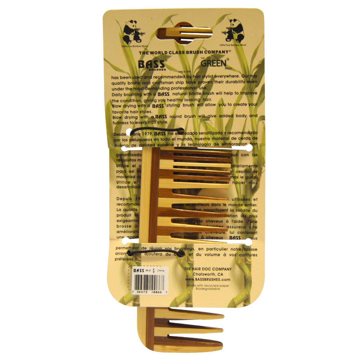 Bass Brushes, Large Wood Comb, Wide Tooth/ Fine Combination - HealthCentralUSA