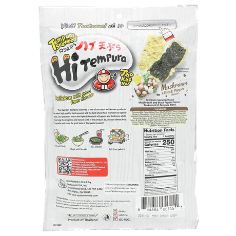 Tao Kae Noi, HiTempura Seaweed Snack, Mushroom & Black Pepper, 1.41 oz (40 g) - Supply Center USA