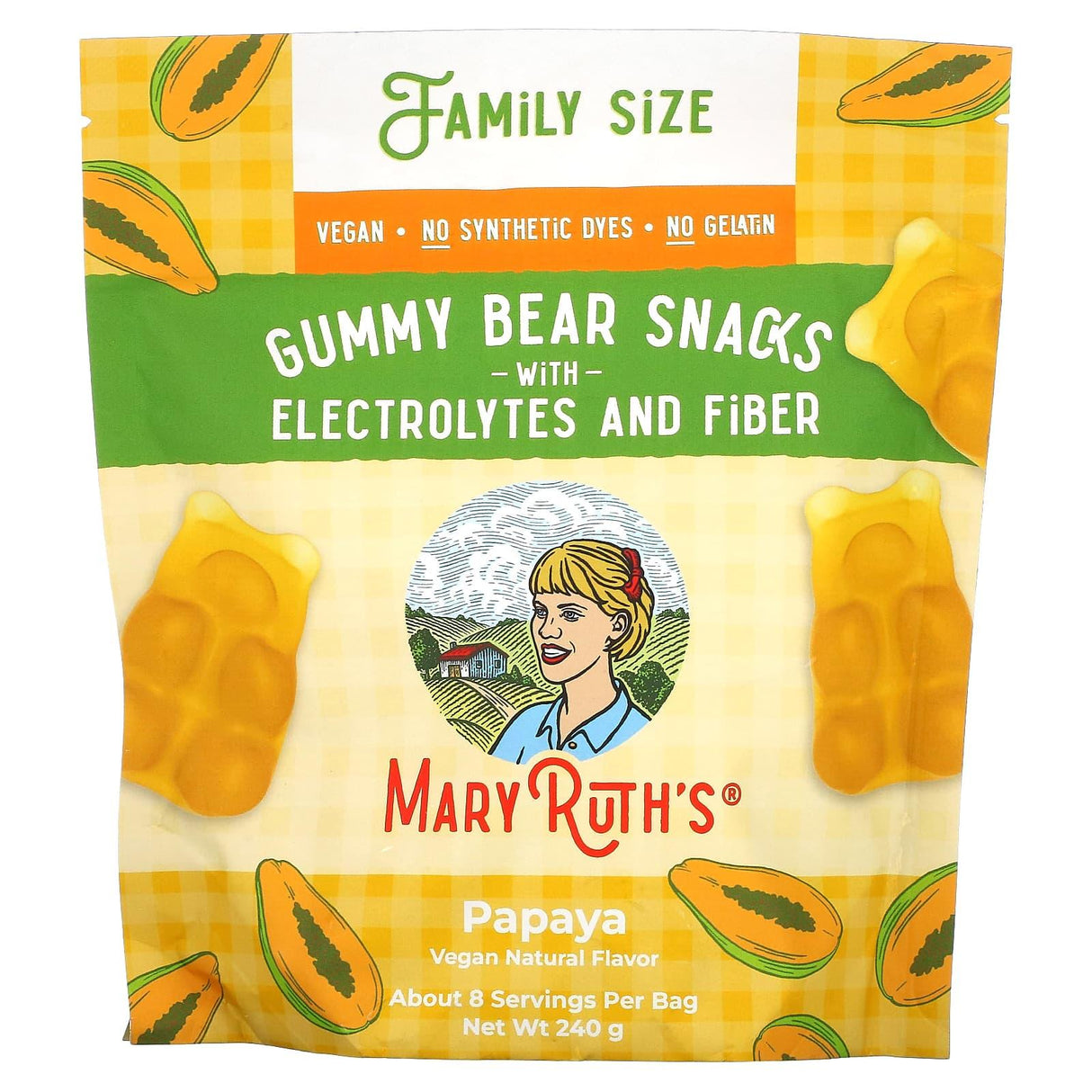 MaryRuth Organics, Gummy Bear Snacks with Electrolytes and Fiber, Strawberry, 240 g - Supply Center USA