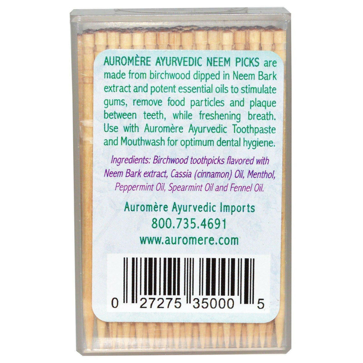 Auromere, Ayurvedic Toothpicks, Neem Picks, 100 Pieces - Supply Center USA