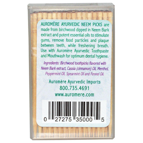 Auromere, Ayurvedic Toothpicks, Neem Picks, 100 Pieces - Supply Center USA