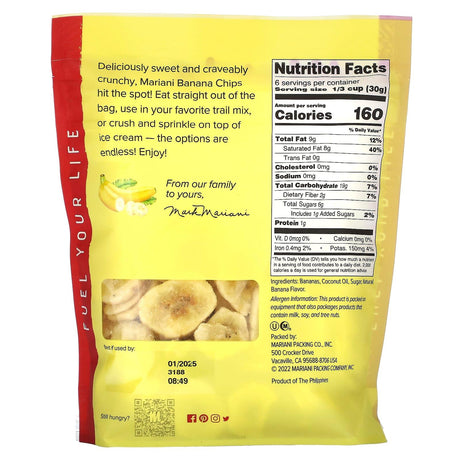 Mariani Dried Fruit, Banana Chips, 6 oz (170 g) - Supply Center USA