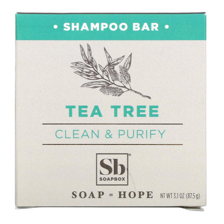 Soapbox, Tea Tree Shampoo Bar with Coconut Oil & Shea, Clean & Purify, 3.1 oz (87.5 g) - Supply Center USA