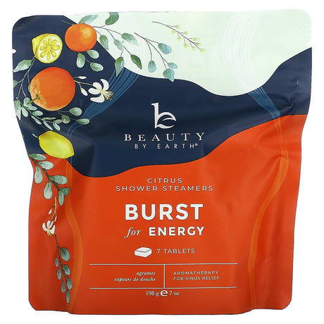 Beauty By Earth, Burst of Energy Shower Steamers, Citrus , 7 Tablets, 7 oz (198 g) - Supply Center USA