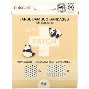 Patch, Kids, Large Bamboo Bandages with Coconut Oil, Panda, 10 Mix Pack - Supply Center USA