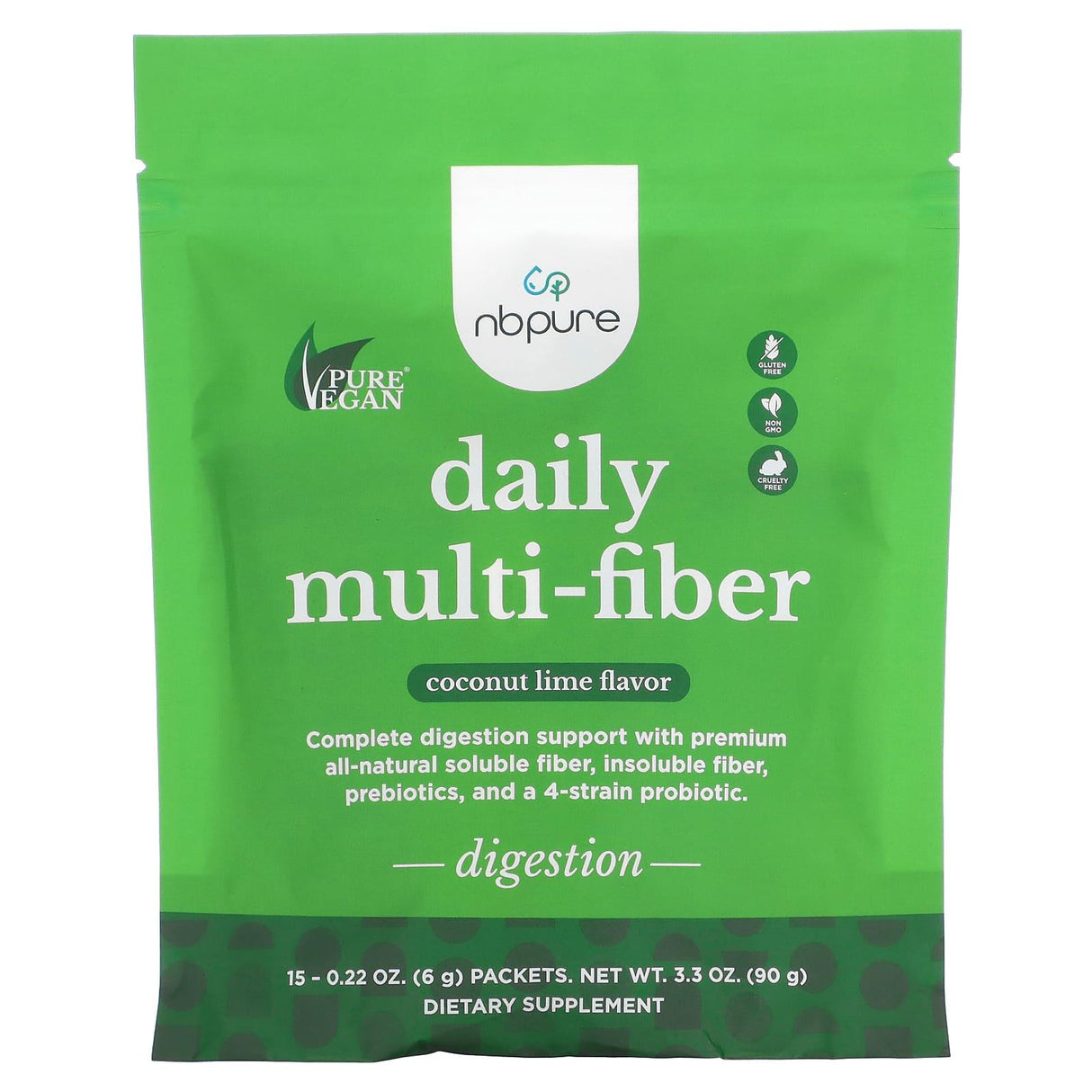 NB Pure, Daily Multi-Fiber, Coconut Lime, 15 Packets, 0.22 oz (6 g) Each - Supply Center USA