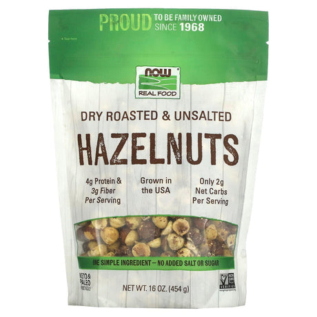 NOW Foods, Hazelnuts, Dry Roasted & Unsalted, 16 oz (454 g) - Supply Center USA