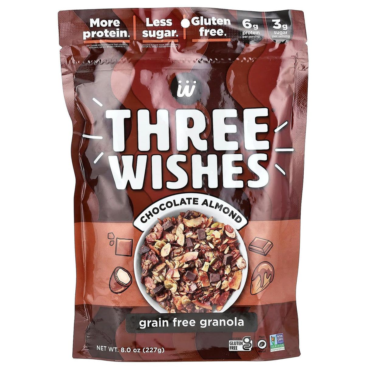 Three Wishes, Grain Free Granola, Chocolate Almond, 8 oz ( 227 g) - Supply Center USA