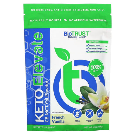 BioTRUST, Keto Elevate, C8 MCT Oil Powder, French Vanilla, 6.3 oz (181 g) - Supply Center USA