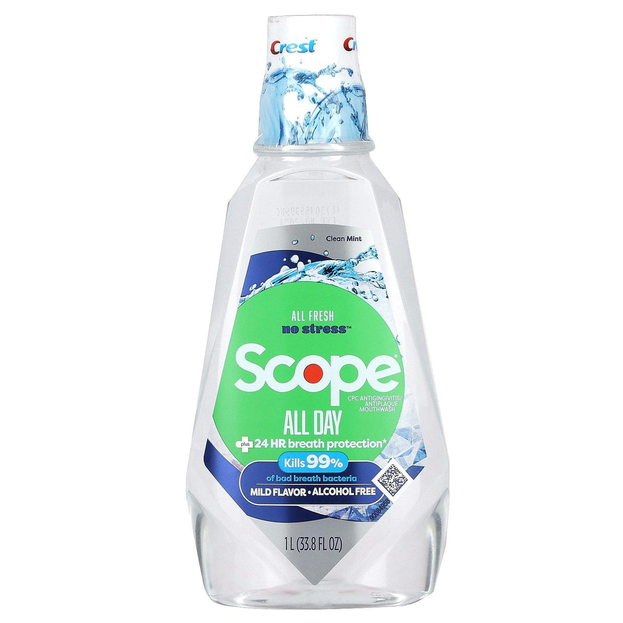 Crest, Scope, All Day Mouthwash, Alcohol Free, Clean Mint, 33.8 fl oz (1 l) - Supply Center USA