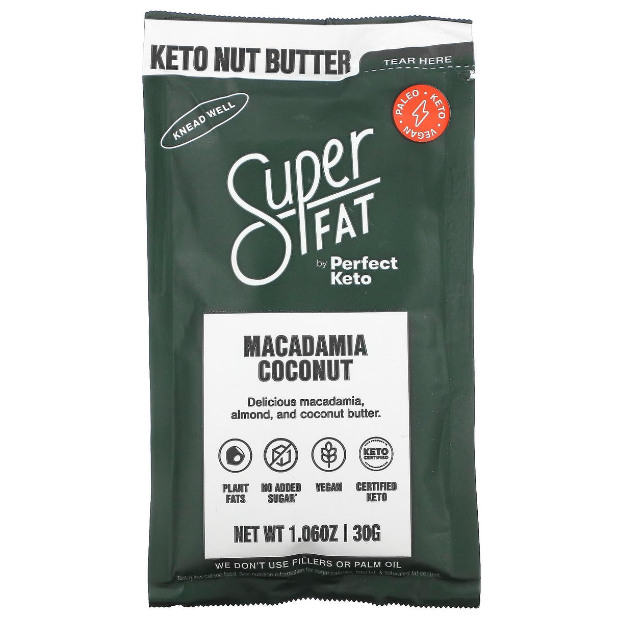 SuperFat, Keto Nut Butter, Macadamia Almond, 1.06 oz (30 g) - Supply Center USA