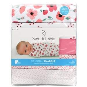 Summer Infant, SwaddleMe, Original Swaddle, Small/Medium, 0-3 Months, Floral, 5 Pack - HealthCentralUSA