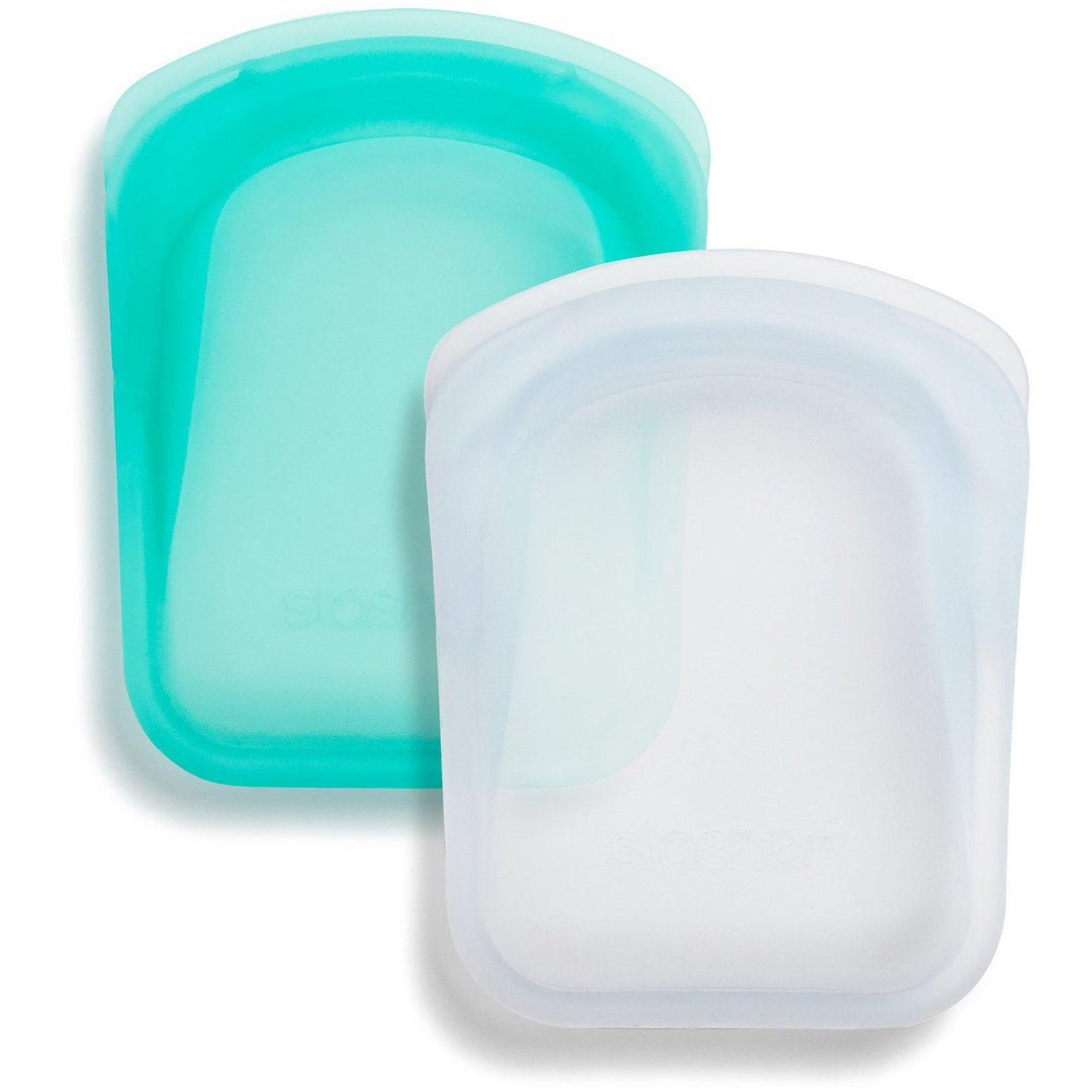 Stasher, Reusable Silicone Pocket, Clear & Aqua, 2 Pack, 4 oz (42 g) Each - HealthCentralUSA