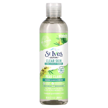 St. Ives, Solutions, 3-in-1 Daily Toner, Tea Tree & Witch Hazel, 8.5 fl oz (251 ml) - Supply Center USA