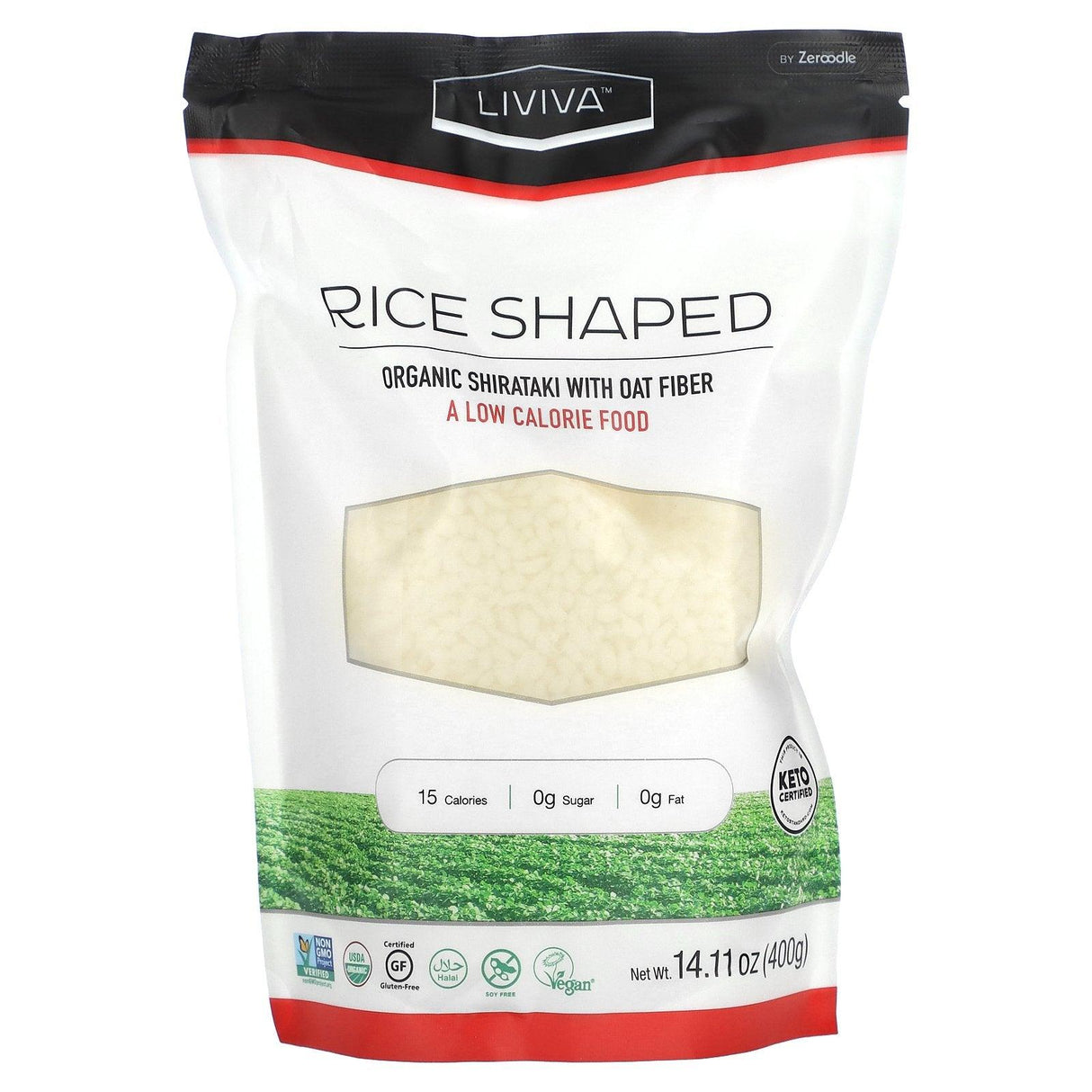 LIVIVA, Rice Shaped, Organic Shirataki with Oat Fiber, 14.11 oz (400 g) - Supply Center USA