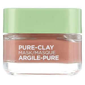 L'Oreal, Pure-Clay Beauty Mask, Exfoliate & Refine Pores, 3 Pure Clays + Red Algae, 1.7 oz (48 g) - Supply Center USA