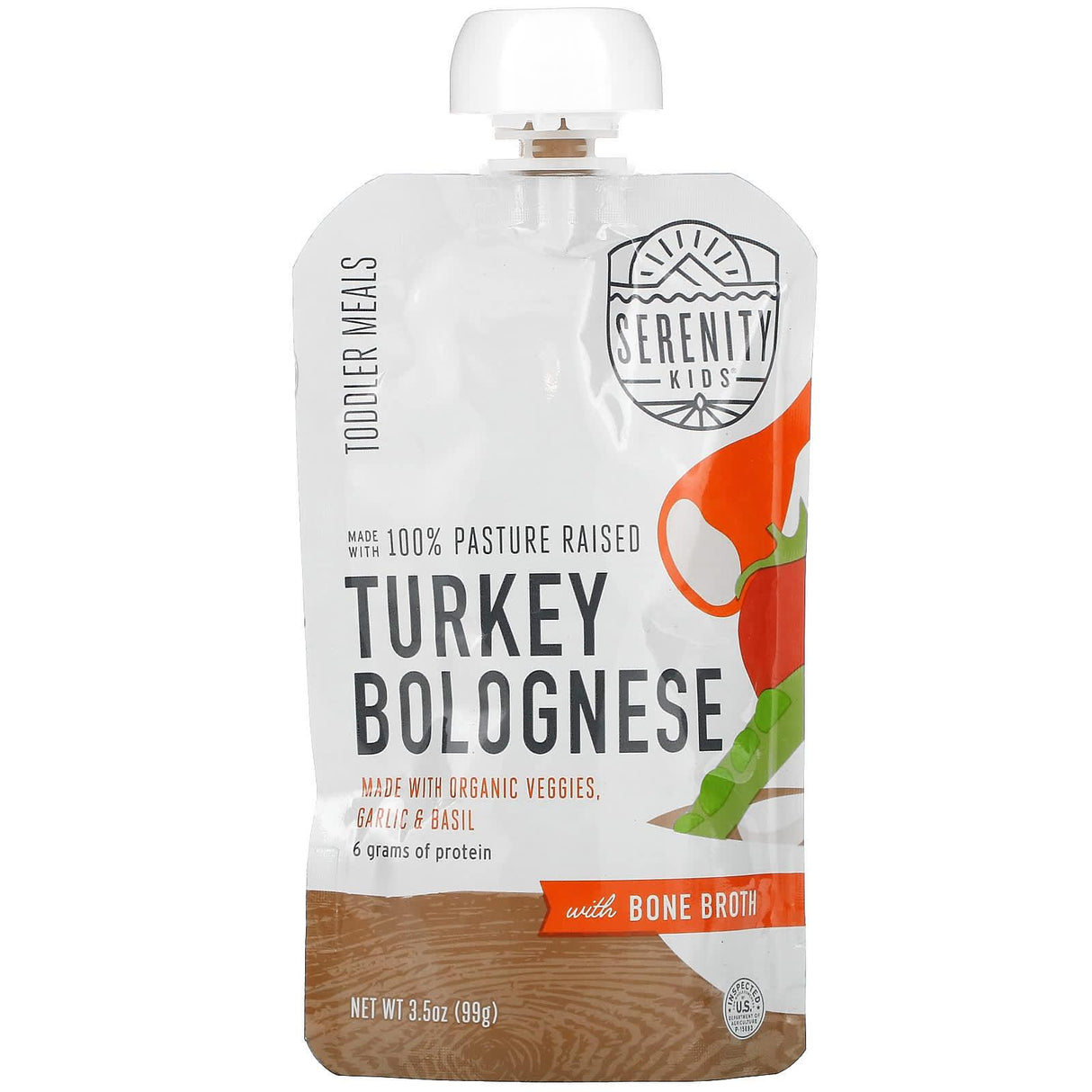 Serenity Kids, Turkey Bolognese with Bone Broth, Toddler Meals, 3.5 oz (99 g) - Supply Center USA