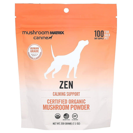 Mushroom Matrix Canine, Zen, Certified Organic Mushroom Powder, For 50 lb Pet, For Dogs and Cats, 7.1 oz (200 g) - Supply Center USA