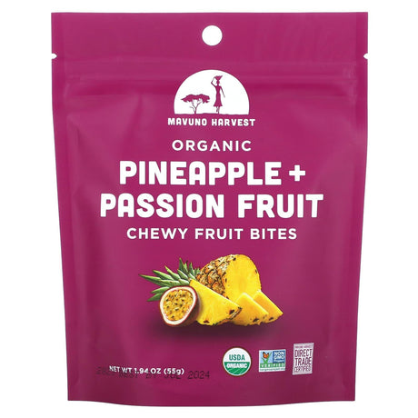 Mavuno Harvest, Organic Chew Fruit Bites, Pineapple + Passion Fruit, 1.94 oz (55 g) - Supply Center USA