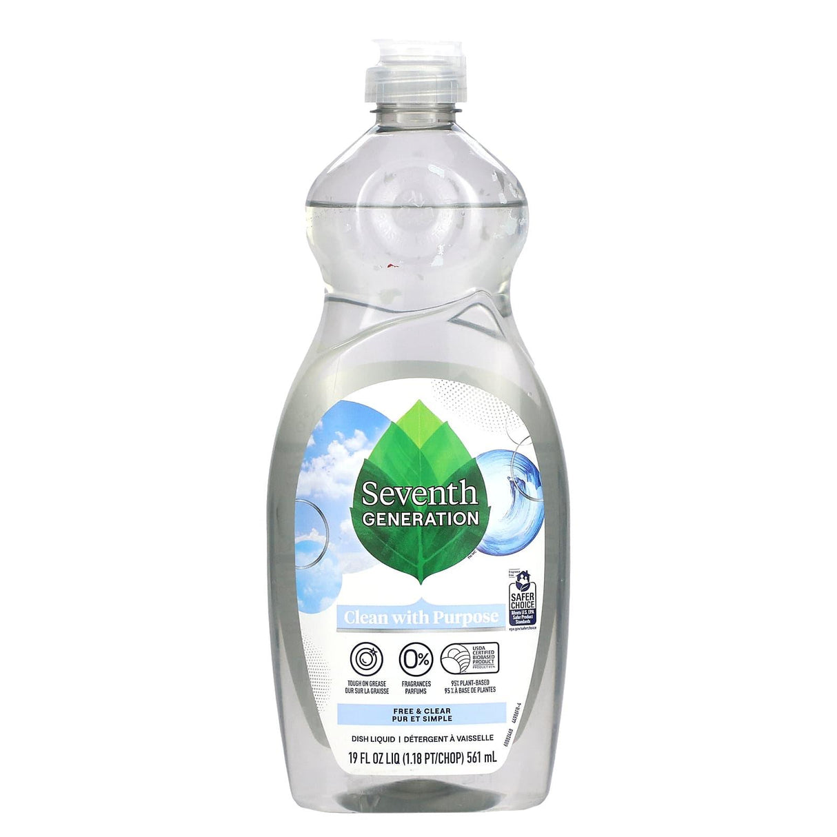 Seventh Generation, Dish Liquid, Free & Clear, 19 fl oz (561 ml) - Supply Center USA