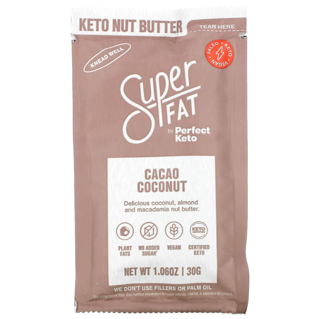 SuperFat, Keto Nut Butter, Macadamia MCT + Probiotics, 1.06 oz (30 g) - Supply Center USA