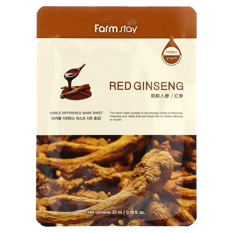 Farmstay, Red Ginseng, Visible Difference Beauty Mask Sheet, 1 Sheet, 0.78 fl oz (23 ml) - Supply Center USA