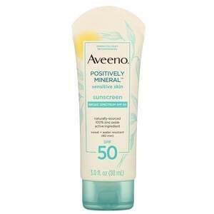 Aveeno, Positively Mineral Sensitive Skin, Sunscreen, SPF 50, 3.0 fl oz (88 ml) - HealthCentralUSA