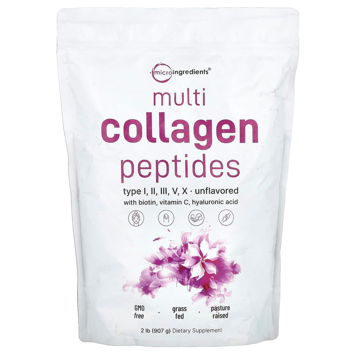 Micro Ingredients, Multi Collagen Peptides, Type I, II, III, V, X, Unflavored, 2 lb (907 g) - Supply Center USA