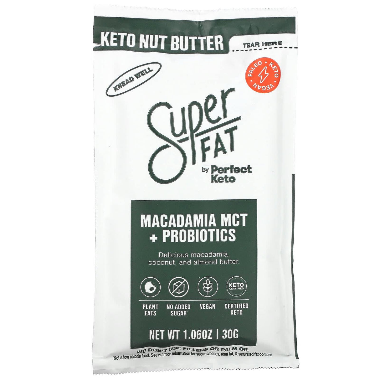 SuperFat, Keto Nut Butter, Macadamia Coconut, 1.06 oz (30 g) - Supply Center USA