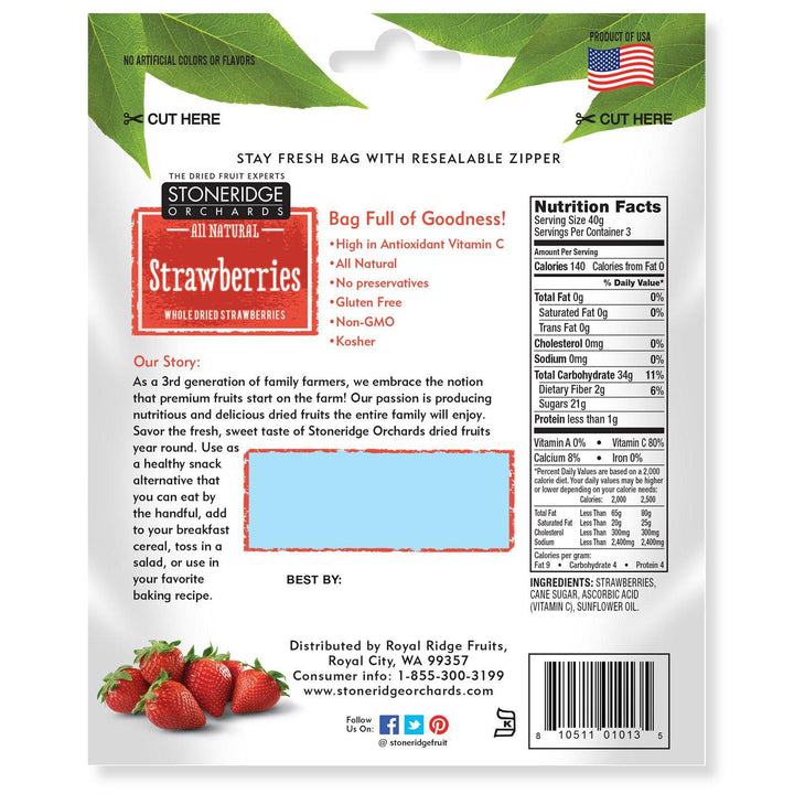 Stoneridge Orchards, Strawberries, Whole Dried Strawberries, 4 oz (113 g) - HealthCentralUSA