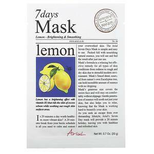 Ariul, 7 Days Beauty Mask, Lemon, 1 Sheet Mask, 0.7 oz (20 g) - Supply Center USA