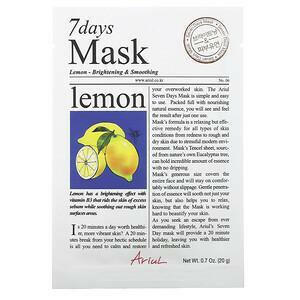 Ariul, 7 Days Beauty Mask, Lemon, 1 Sheet Mask, 0.7 oz (20 g) - HealthCentralUSA