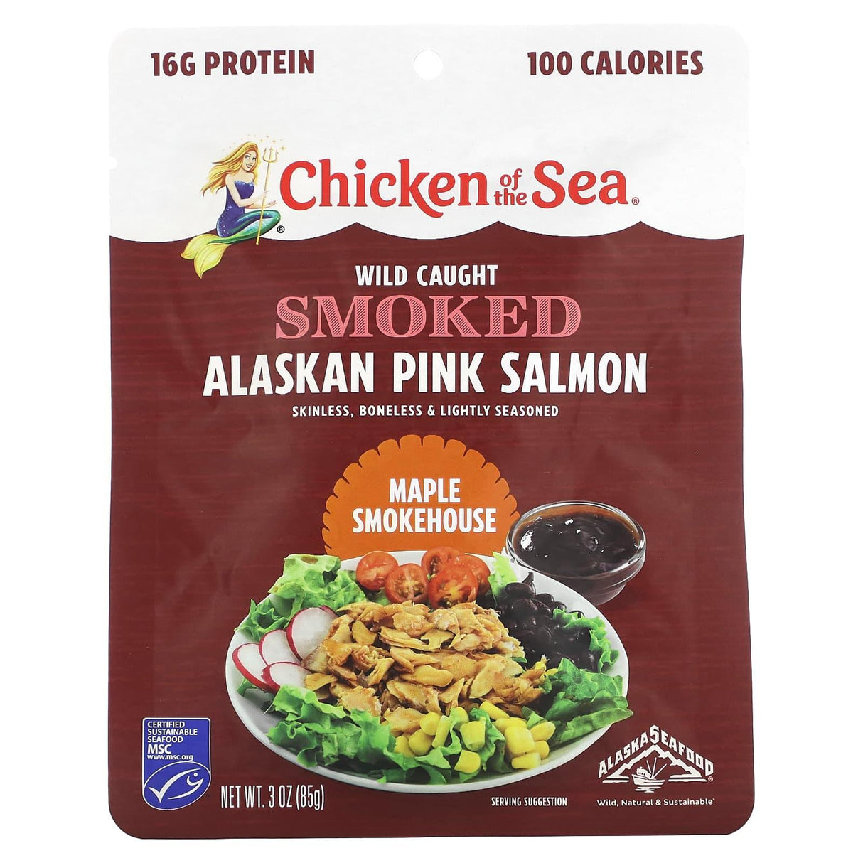 Chicken of the Sea, Wild Caught Smoked Alaskan Pink Salmon, Maple Smokehouse, 3 oz (85 g) - Supply Center USA